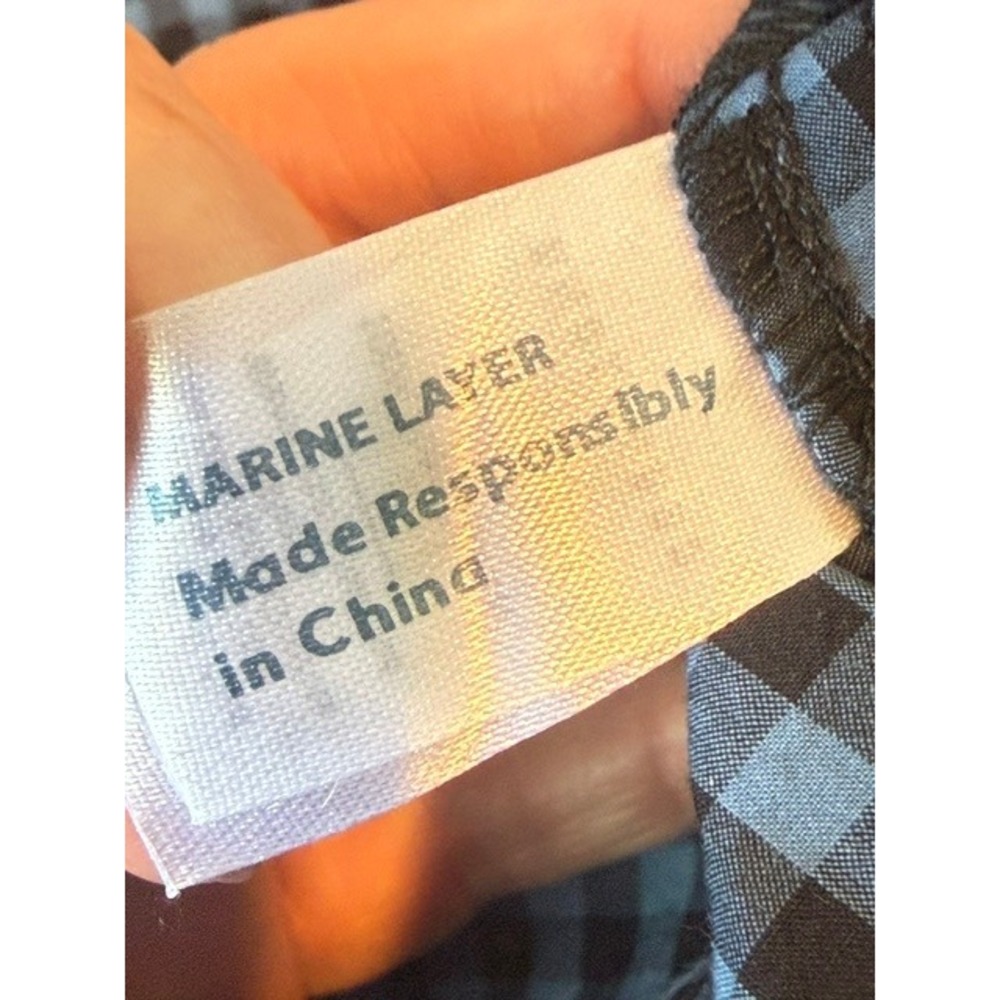 Marine Layer Demi Poplin Midi Dress Medium Blue Gingham Pima Cotton NWT - Picture 11 of 13